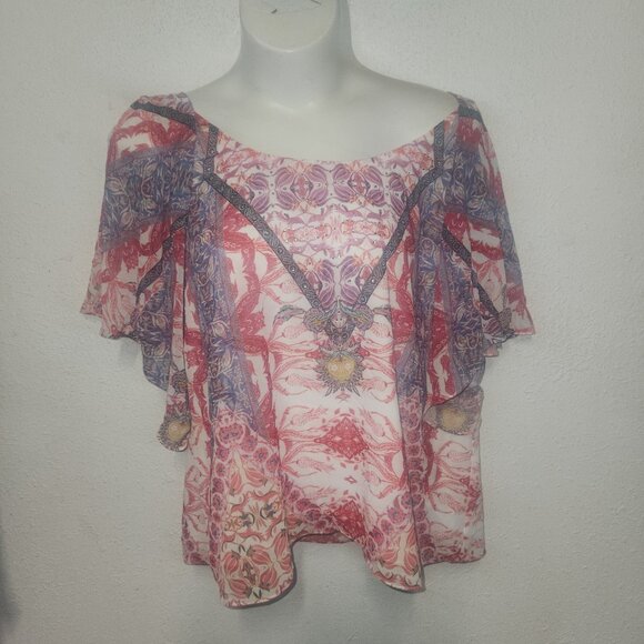 City Chic ** stylish studded blouse Plus size 18 w/ ruffled sleeves NWT - Picture 7 of 12